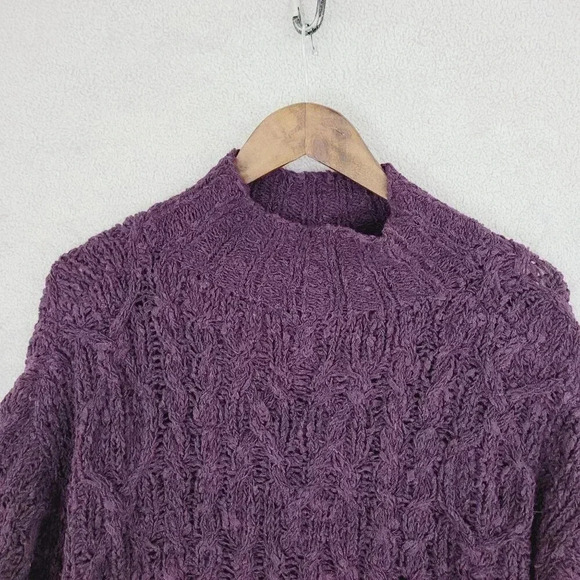 Anne Klein A Line Purple Cable Knit Sweater Acrylic Wool Blend L  11PT - Picture 7 of 8